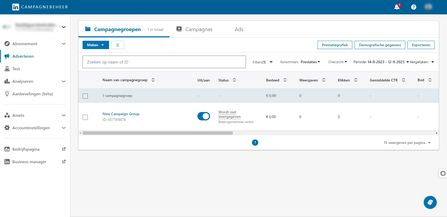 Linkedin advertentieaccount