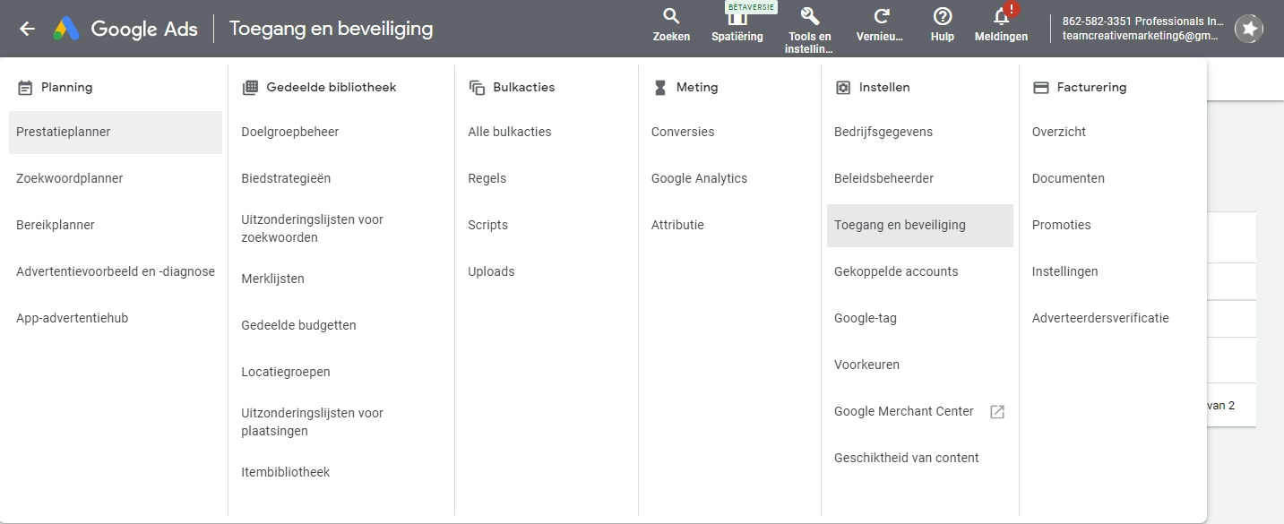 Toegang google ads 1