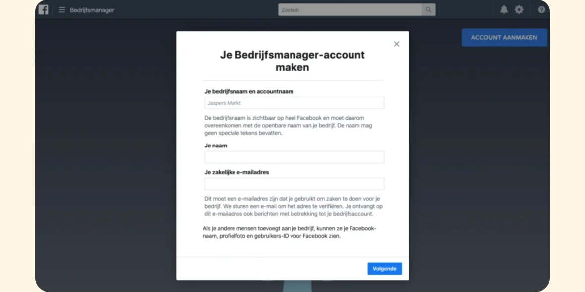 Facebook opzetten Afbeelding 1